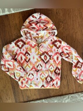 Cozy Billabong fuzzy quarter zip Hooded pullover sweatshirt, size large